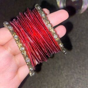 Elegant Red and Gold Bangle Set